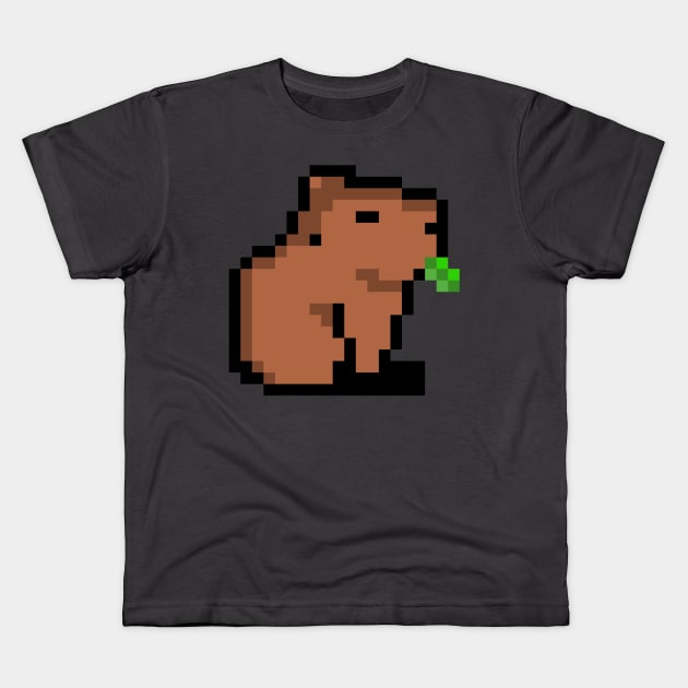 capybara pixel art Kids T-Shirt by SarryBarrys Designs